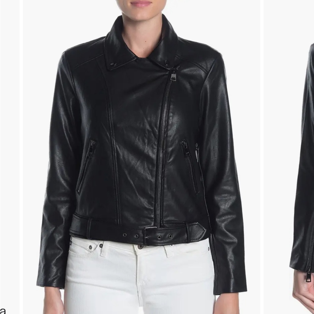 Elodie faux leather jacket. A large is the perfect fit for size 10.